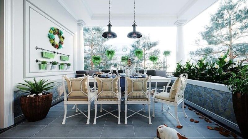 Bộ bàn ghế ăn khu vực ngoài trời đẹp cho nhà phố, biệt thự.