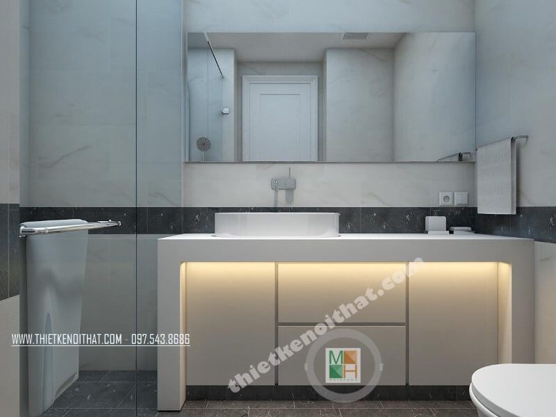 Đá nhân tạo ốp tường cao cấp sẽ giúp phòng tắm hiện đại và sang trọng hơn.